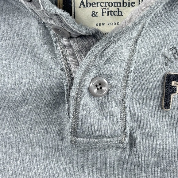 Y2K Abercrombie & Fitch Henley Shirt Long Sleeve Mens XXL Heavy‎ Sweater Gray - Picture 5 of 12